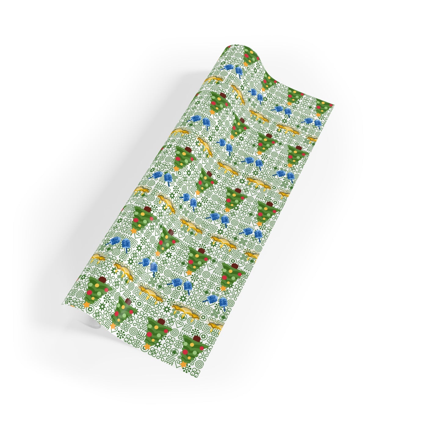 December Holidays (Green Background) Gift Wrapping Paper Rolls, 1pc