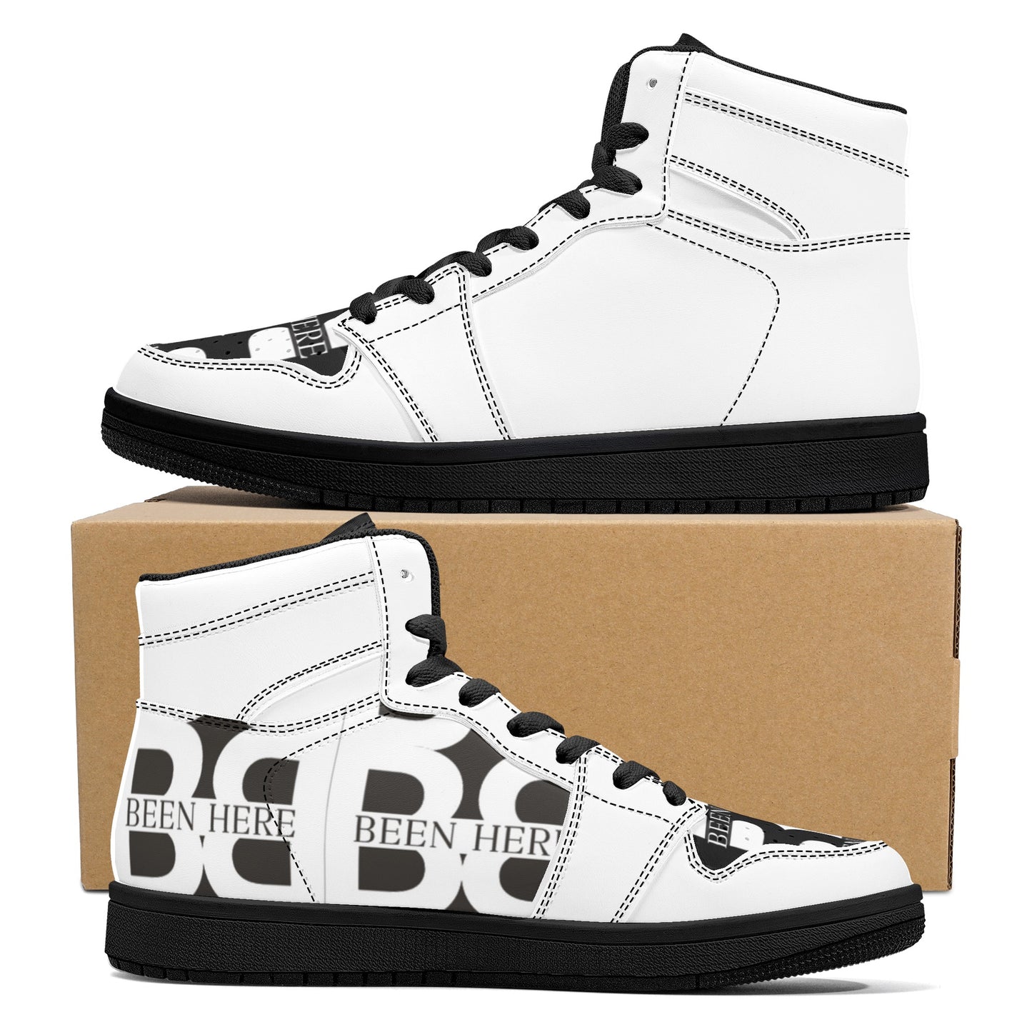 Mens High Top Leather Sneakers