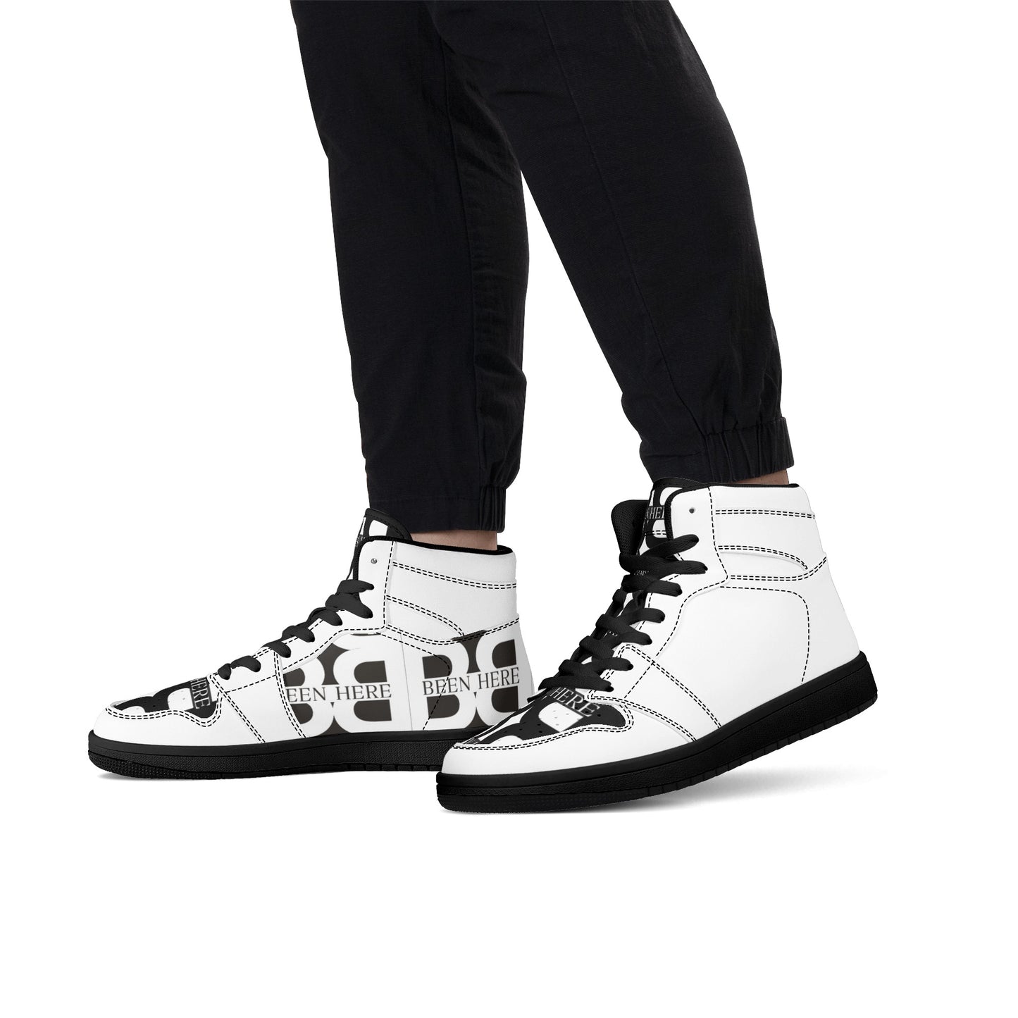 Mens High Top Leather Sneakers